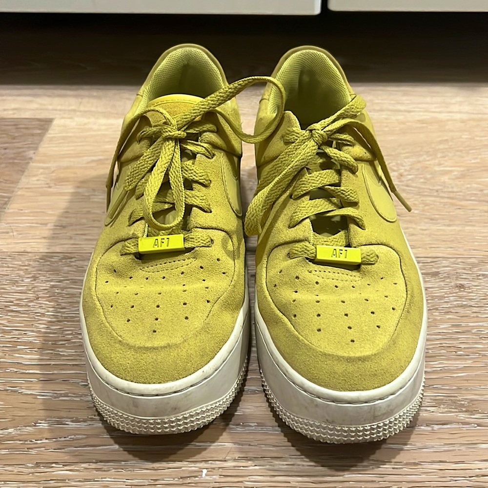 Yellow suede Air Force Ones (AF-1)